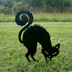 Halloween Metal Black Creepy Cat-Halloween Decor Yard Art- Front Porch Decor-Fall Garden Decor- Spooky Cat Gift for Her Him- Birthday