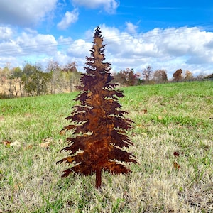 Metal Rustic Hemlock Christmas Tree Yard Art- Garden Decoration Winter Decor- Birthday Gift Nature Evergreen- Cabin Decor Woods Outdoor