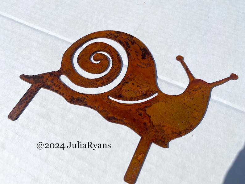 Metal Snail Shell Rustic Metal Snail Yard Art- Spring Summer Garden Decoration- Whimsical ...