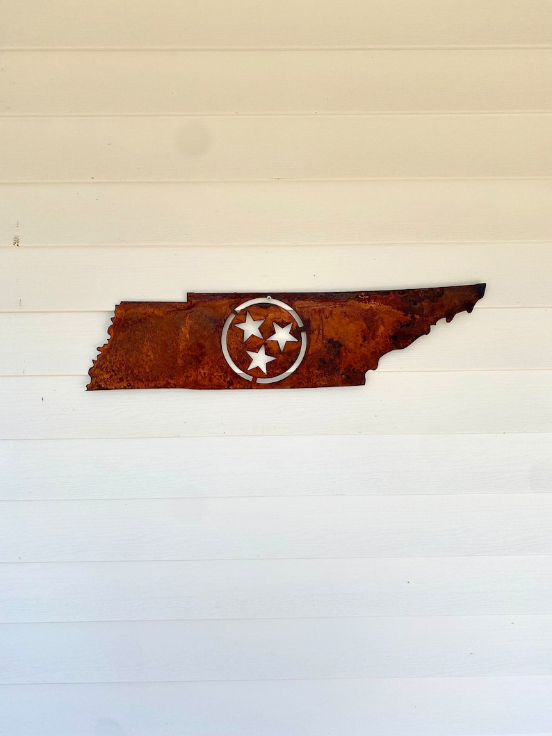 Rustic Tennessee. Sign Rustic Metal Tri-star Tennessee Sign- UT Football Decor- State Wall ...