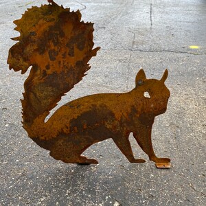 Rustic Metal Squirrel with Brackets- Tree Stump Art- Mailbox Decor- Outdoor Animal Yard Decoration- Summer Woodland Creatures Plasma Art image 2