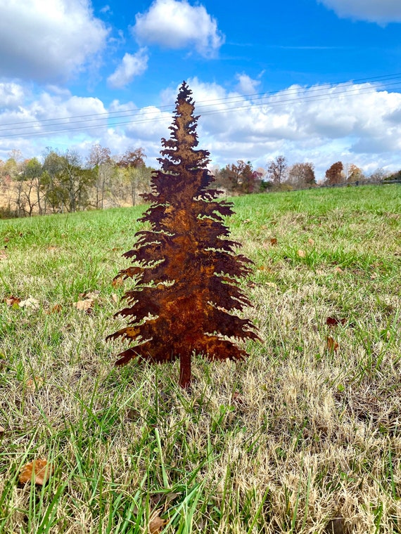 Metal Rustic Hemlock Christmas Tree Yard Art- Garden Decoration Winter Decor- Birthday Gift Nature Evergreen- Cabin Decor Woods Outdoor