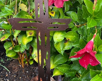 Décoration Cimetière Croix Métal Avec Roses – Marqueur Tombe Commémorative Papa, Piquet Jardin