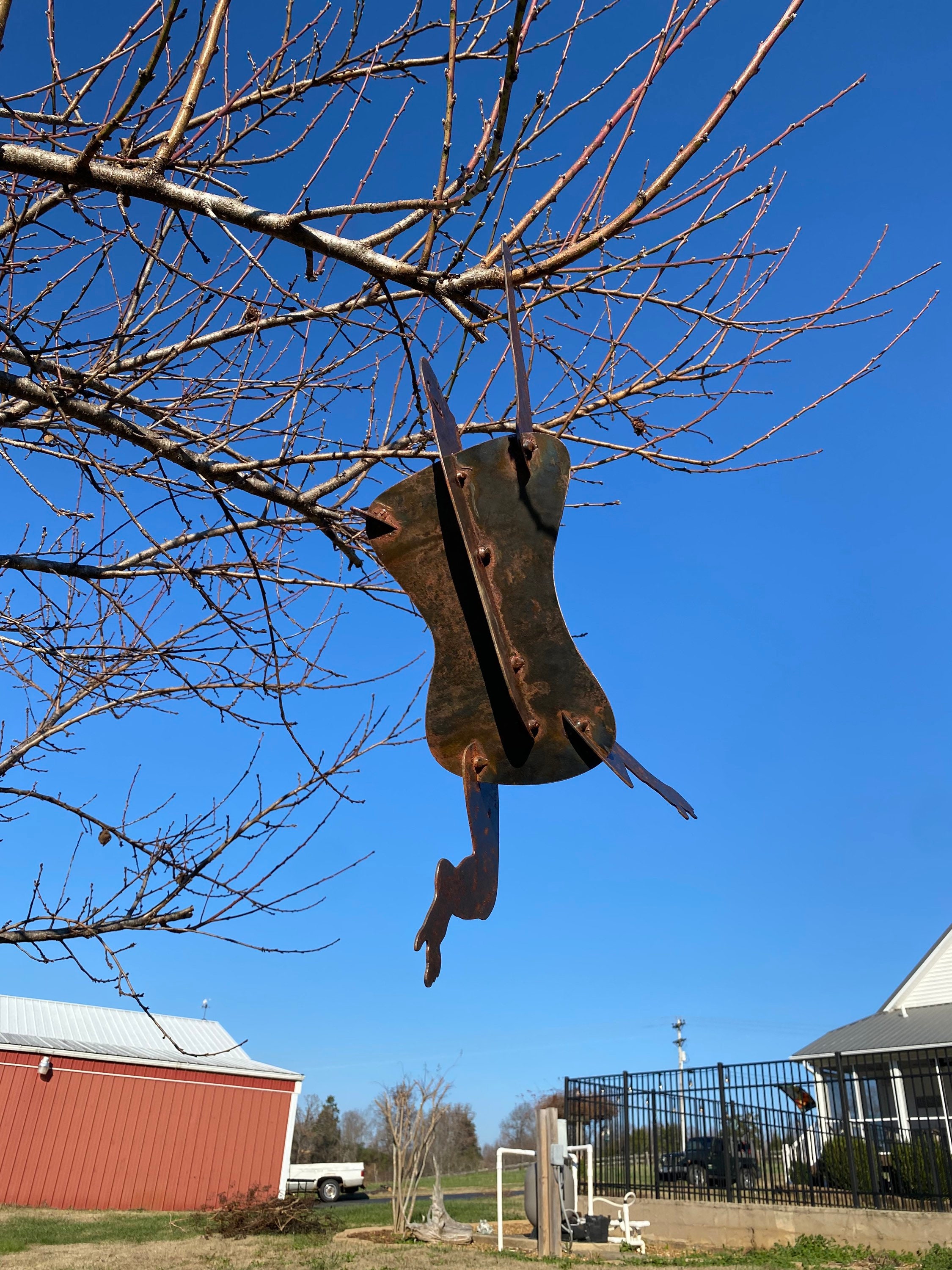 Rustic Monkeys Metal Rustic Hanging Monkey Ape Yard Art- Tree Ornament Garden ...