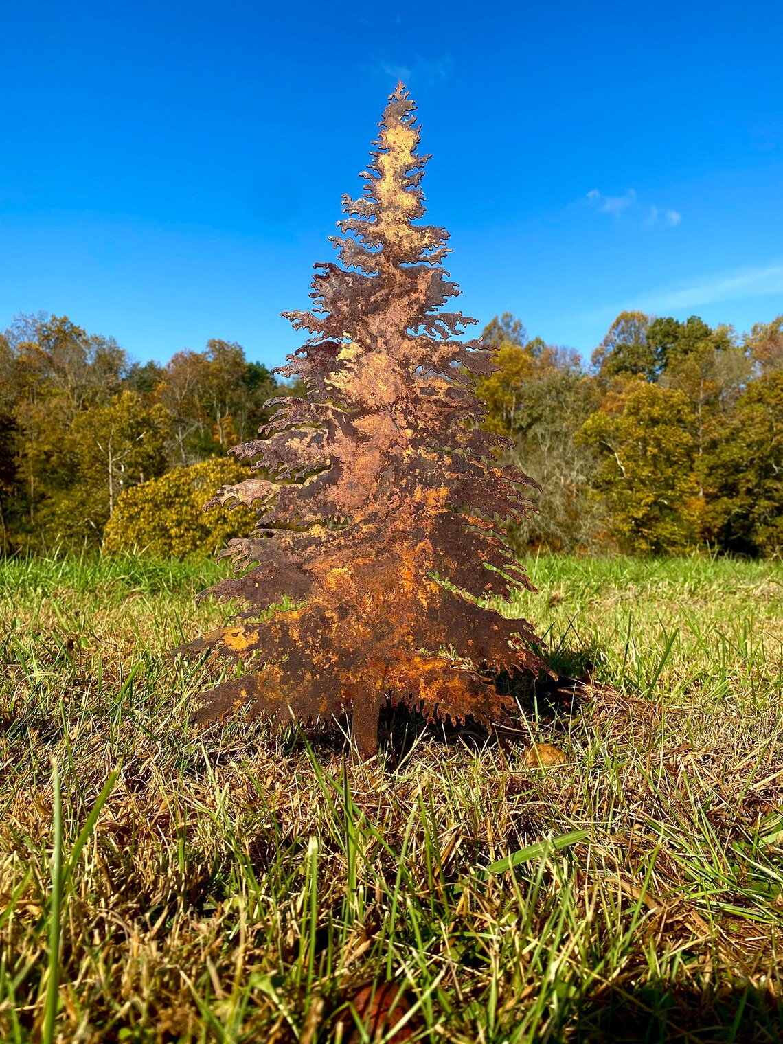 Metal Rustic Hemlock Christmas Tree Yard Art Garden Etsy