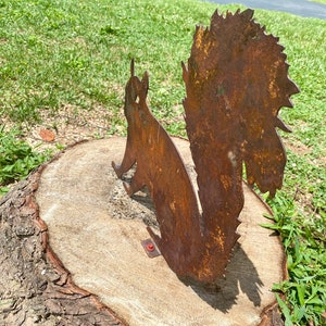 Rustic Metal Squirrel with Brackets- Tree Stump Art- Mailbox Decor- Outdoor Animal Yard Decoration- Summer Woodland Creatures Plasma Art image 5