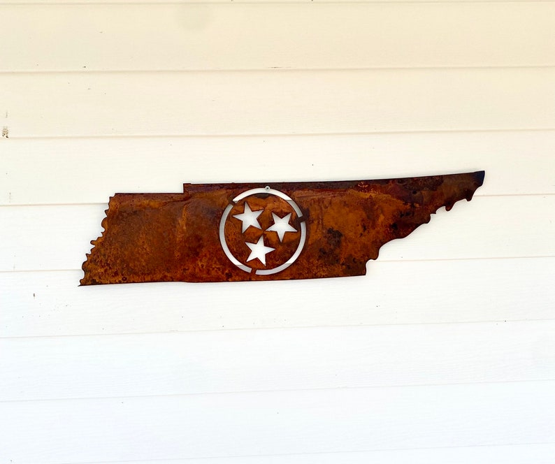 Rustic Tennessee. Sign Rustic Metal Tri-star Tennessee Sign- UT Football Decor- State Wall ...