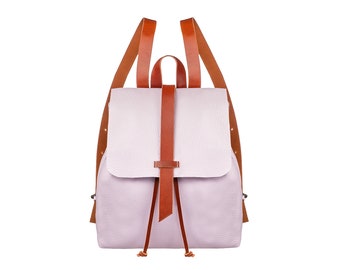 Sandori Rucksack Handtasche aus weichem, feingenarbtem, italienischem Leder Farbe Lavendel