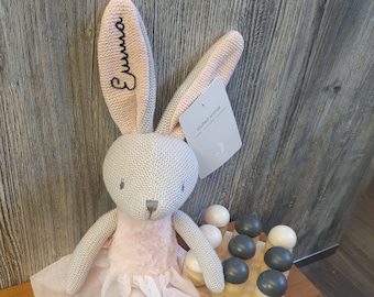 Personalisiertes Kuscheltier Hase, Bunny - Nola, Der Name wird mit Hand aufgestick, Geschenk zur Geburt oder Geburtstag - Jollein, rosa