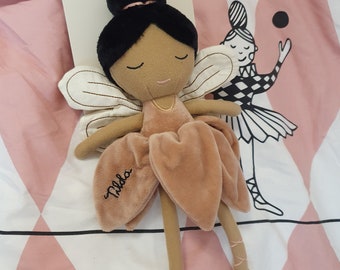 Personalized cuddly toy fairy, Fairy Mae doll cuddly blanket - with hand embroidered - gift for the birth of a baby - doudou personnalisé Jollein