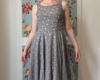 Vintage Monsoon grey, white and pink floral dress UK size 12, Eur 40, US 8