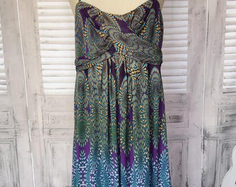Vintage Wallis psychedelic pattern print maxi dress.  UK size 14,  Eur 42.
