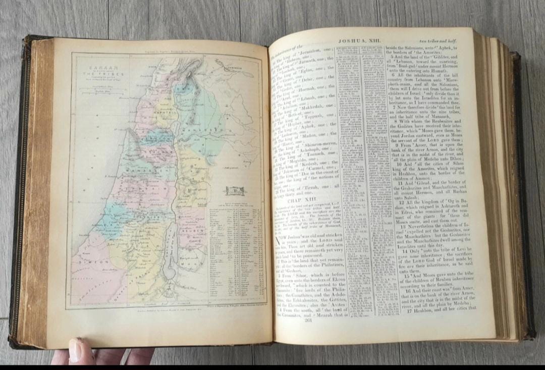 1846 年アンティーク ビクトリア朝の家族用聖書、バグスター