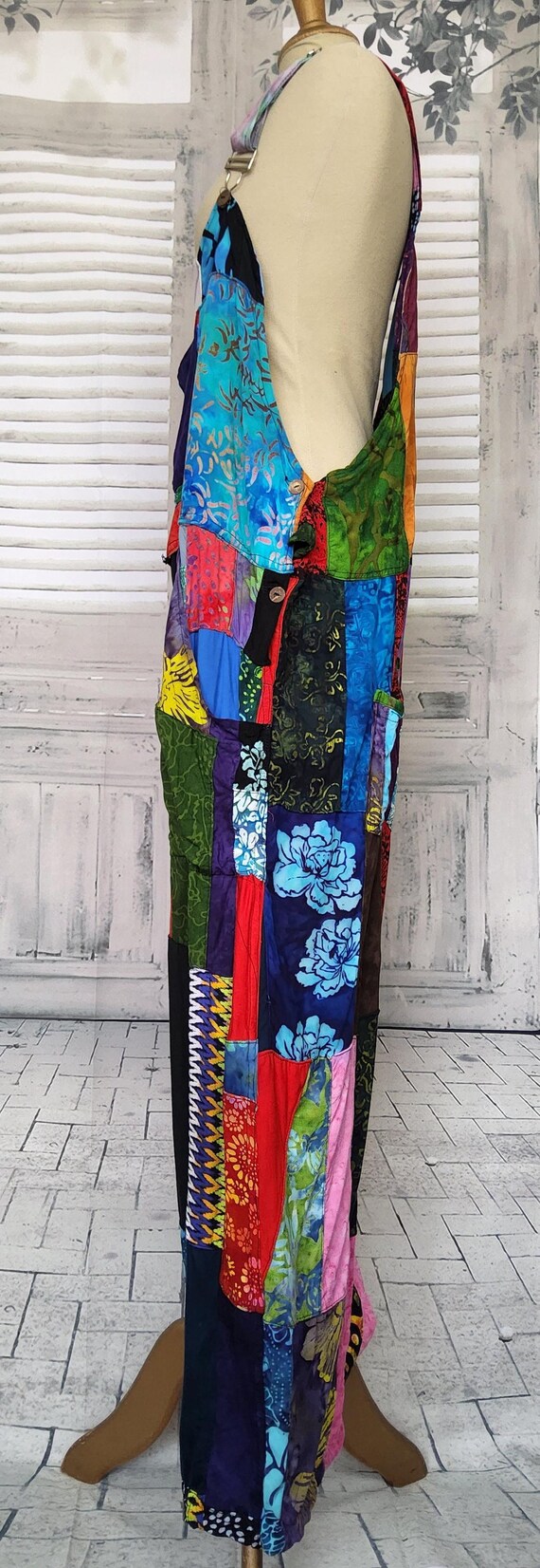Colourful patchwork hippy dungarees,  Bohemian ov… - image 6