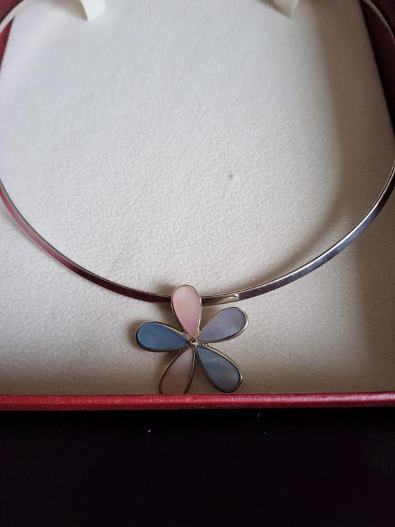 Vintage 925 Solid Silver Torque choker necklace w… - image 5