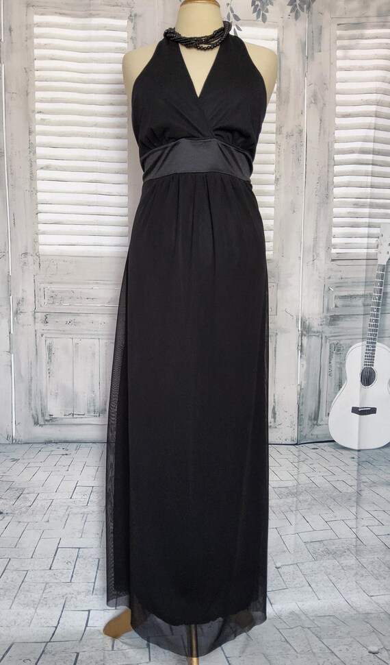Vintage New Look Black Halter Neck Maxi Dress. UK Size 16