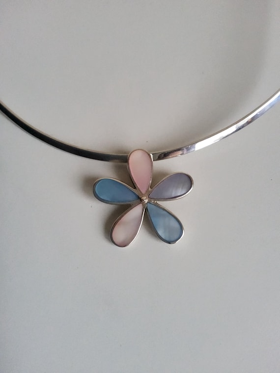 Vintage 925 Solid Silver Torque choker necklace w… - image 1