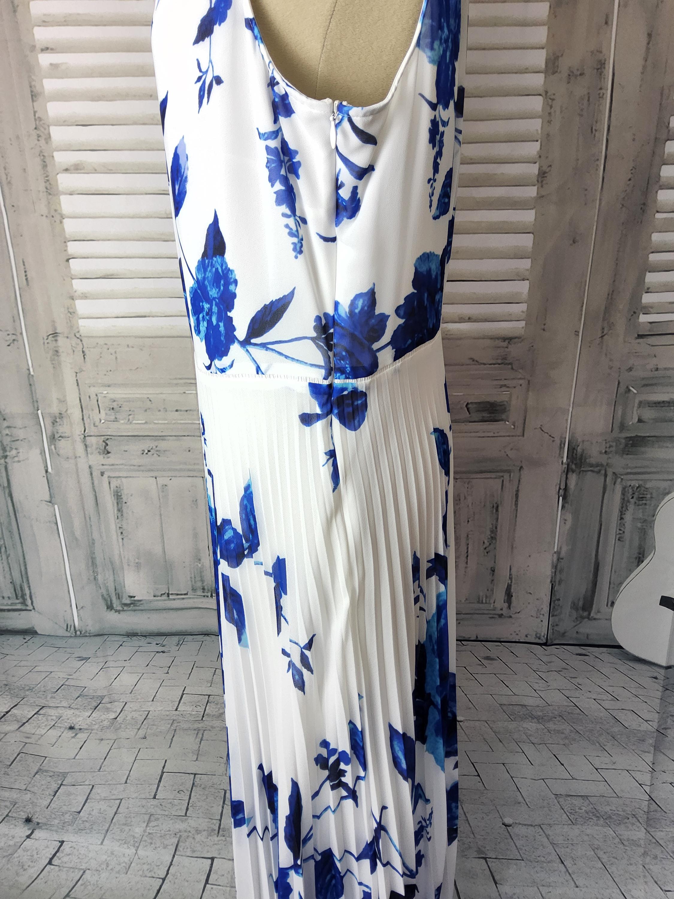 hobbs blue and white dress Vintage Hobbs London Floor Length Blue and White Floral Dress. UK Size 14,  USA 10