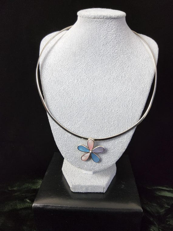 Vintage 925 Solid Silver Torque choker necklace w… - image 9