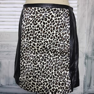 Vintage Real Black Leather and Faux Leopard Fur Mix Skirt, UK size 10 (30 inch waist) from Marks and Spencer Autograph clothes range.
