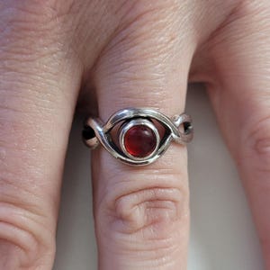 Vintage Solid Sterling silver ring with Ruby stone. UK size L