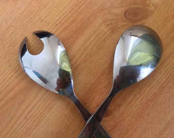 ヴィンテージミッドセンチュリーステンレススチールサラダサービング