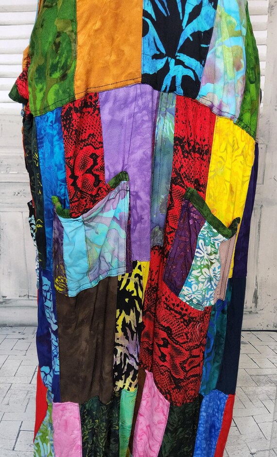 Colourful patchwork hippy dungarees,  Bohemian ov… - image 4