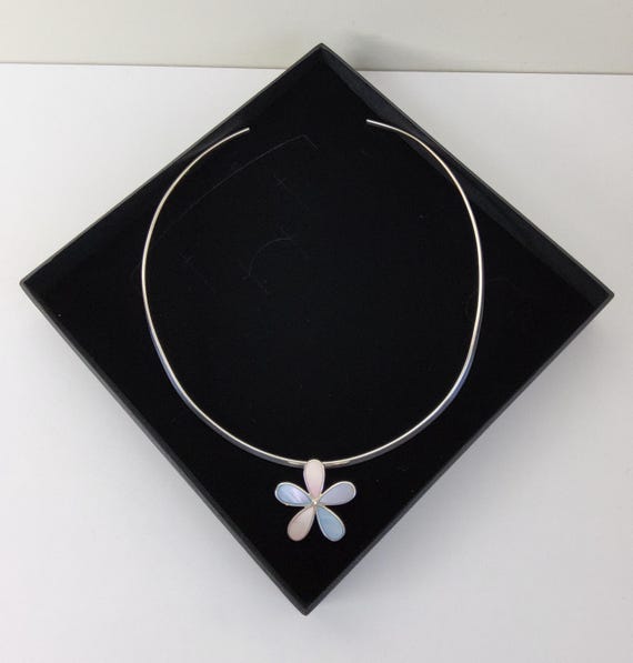 Vintage 925 Solid Silver Torque choker necklace w… - image 2