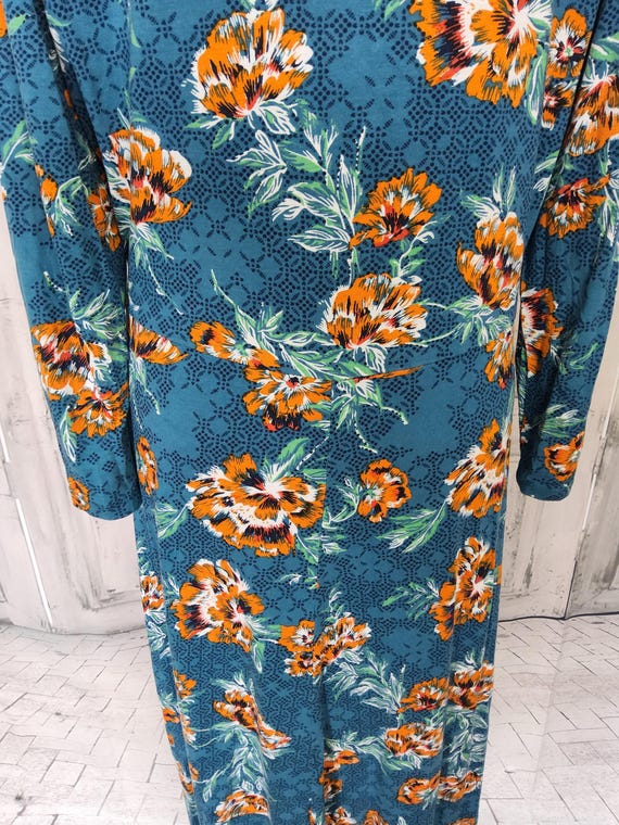 Vintage blue and orange floral midi dress. UK size 16-18 Vintage blue and orange floral midi dress. UK size 16-18