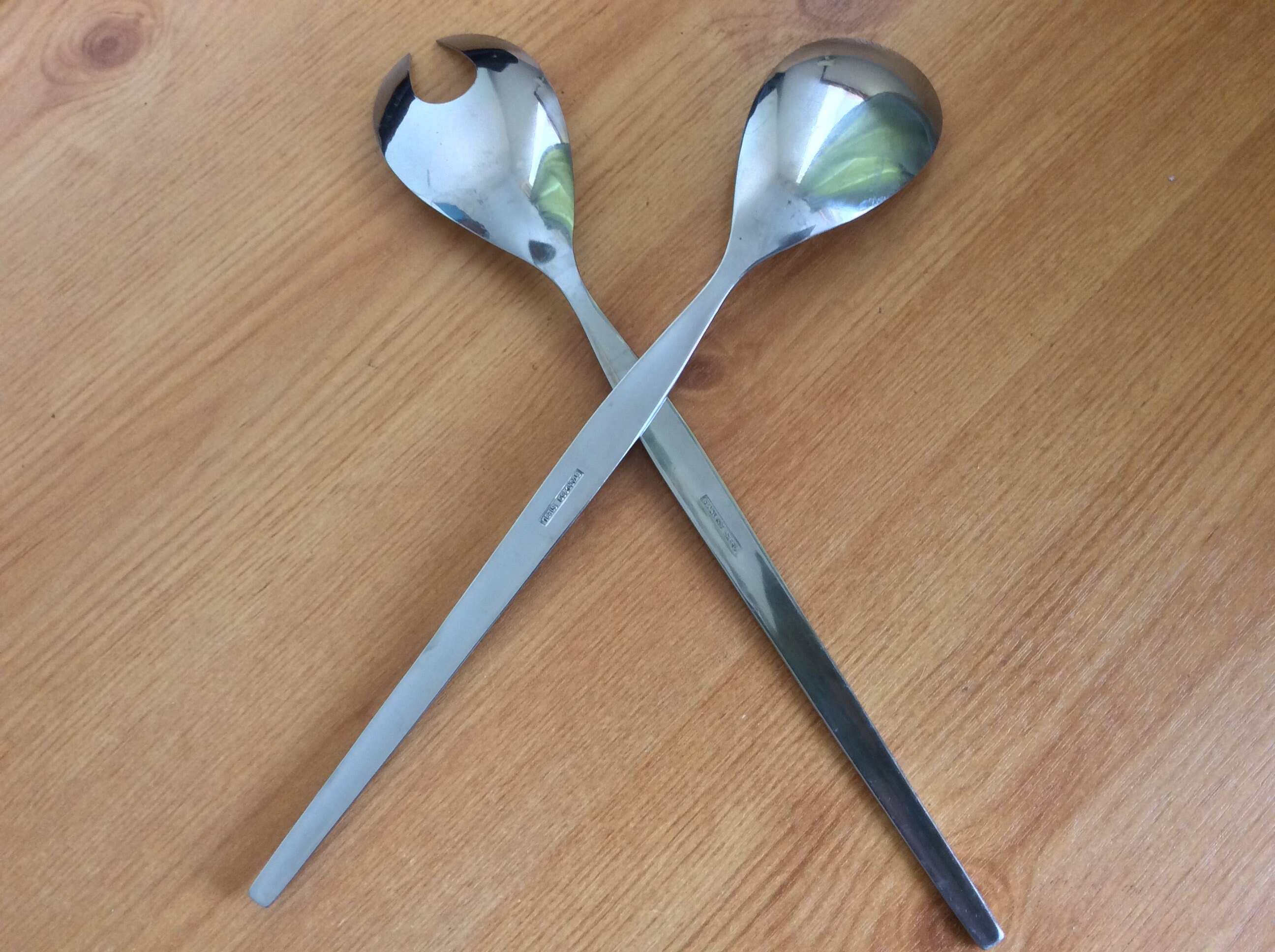 ヴィンテージミッドセンチュリーステンレススチールサラダサービング