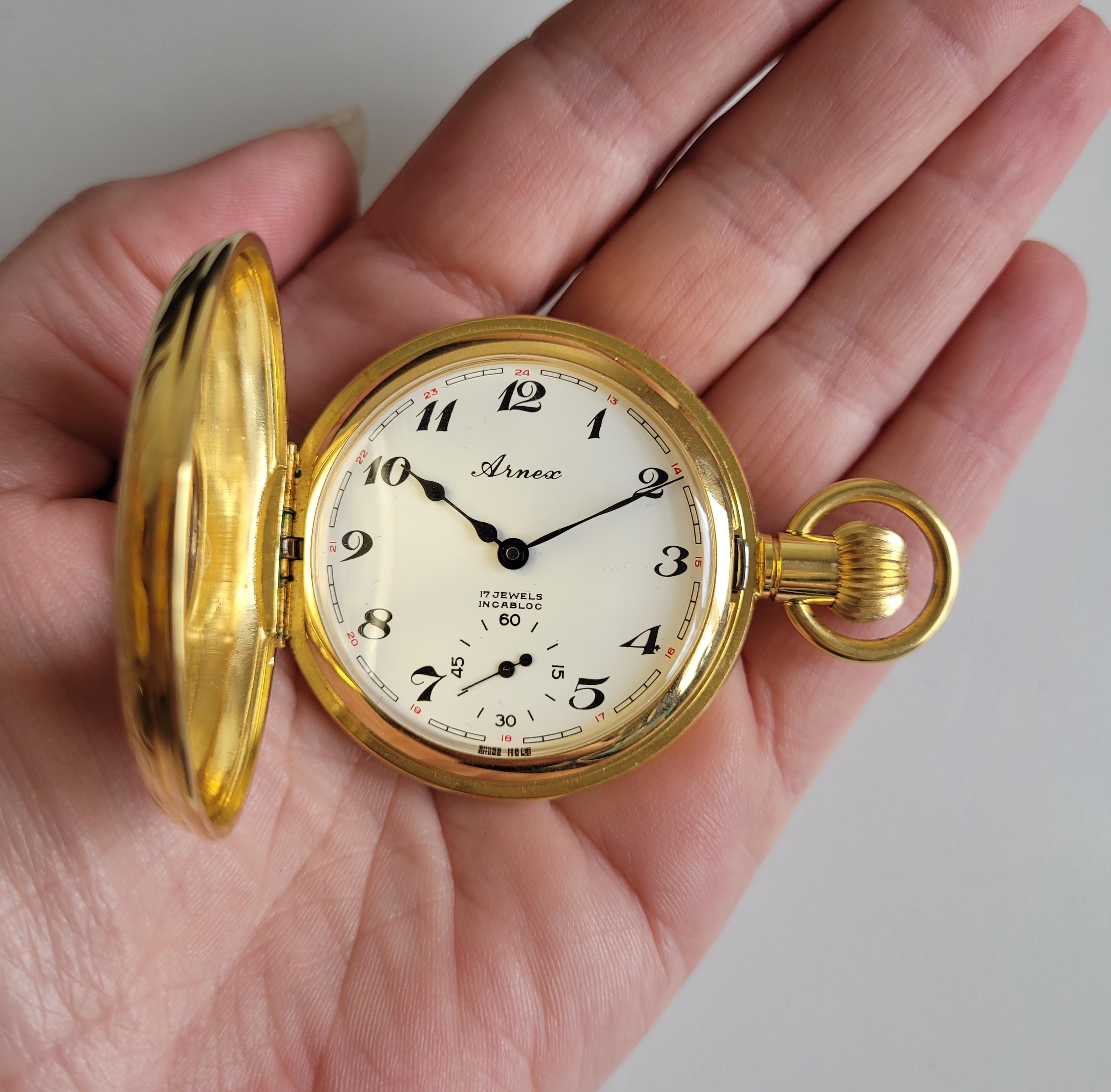 Vintage Swiss Made Pocket Watch ARNEX Gold Plated, Manual Winding