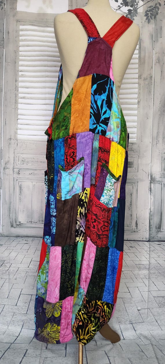 Colourful patchwork hippy dungarees,  Bohemian ov… - image 3