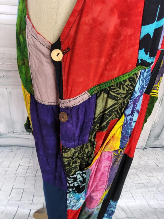Colourful patchwork hippy dungarees,  Bohemian ov… - image 8