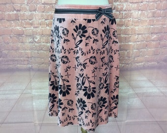 Vintage Whistles of London brown and black floral velvet texture skirt, UK size 12