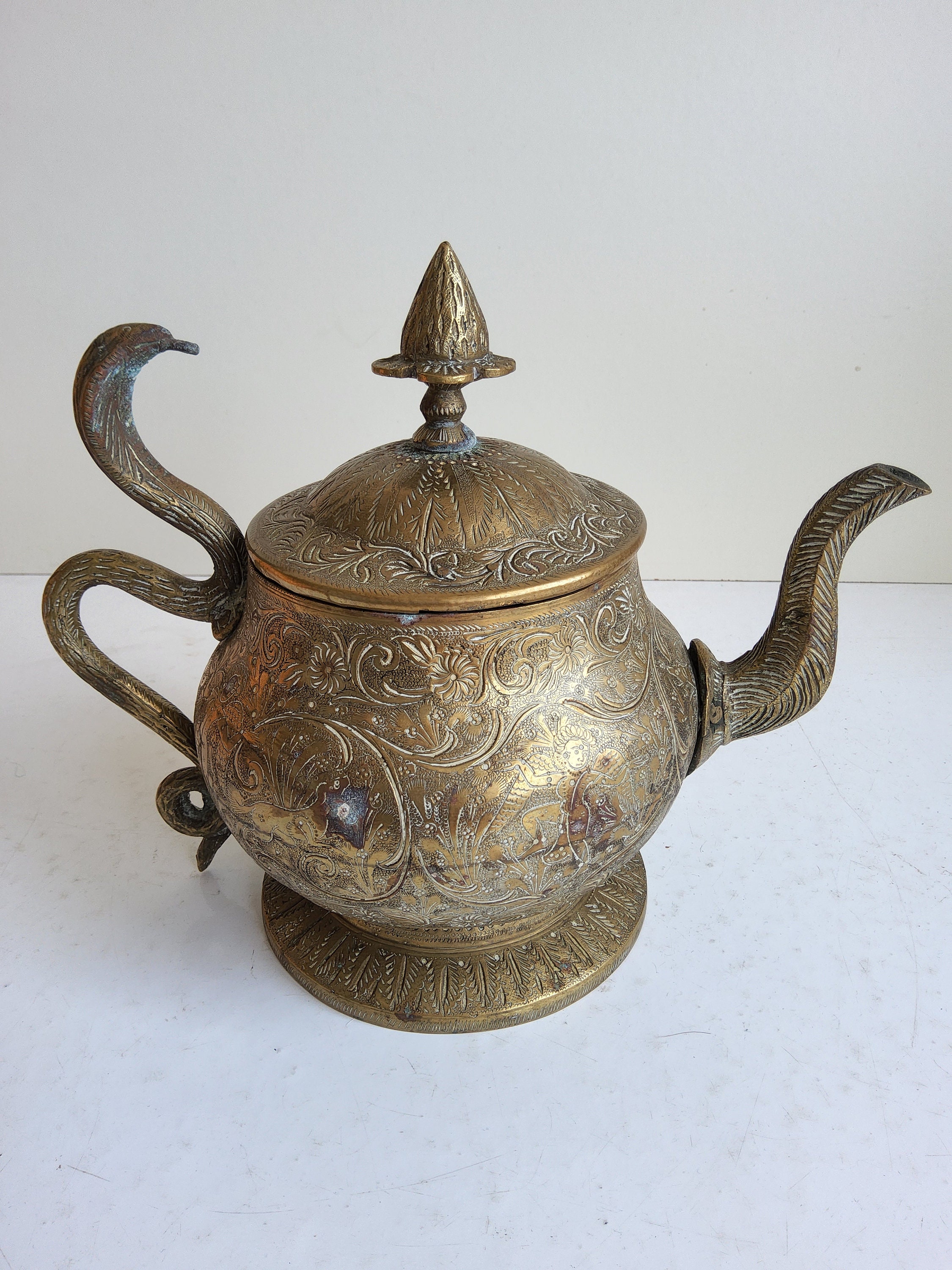 1940年代のコブラハンドル付きインド製真鍮ティーポット - Etsy 日本