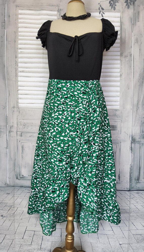 Vintage AX Paris Green and Black High Low Waterfall Dress. UK Size 14 -  Etsy Canada
