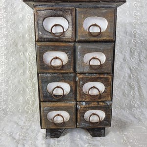 Antique Miniature Chest of Drawers,  spice drawers,  pantry,  jewellery,  crafts. Shelf or tabletop drawers.