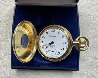 Vintage Swiss Made Pocket Watch ARNEX Gold Plated, Manual Winding