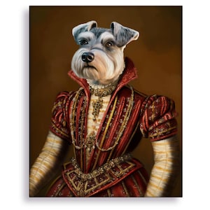 Personalised Historical Portrait of Woman or Female Pet Custom Artwork From Your Picture As Digital Painting or Canvas Print, Historical Dog
