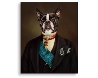 Renaissance Dog Portrait Custom, Royal Noble Dog Painting from Photo, Dog Dad Gift, Victorian Dog Art, Custom Pet Portrait Gift