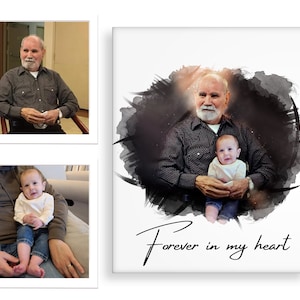 Picture With Deceased Loved One, Add a Person to a Photo, Painting Memorials Of Loved Ones, Loss of Father or Mother, Memorial Photo Gifts