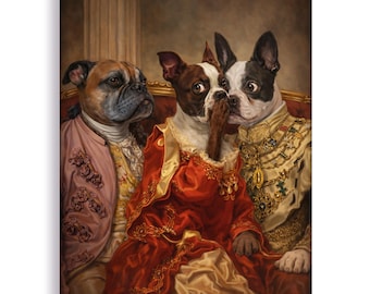 Retratos divertidos de perros, pintura personalizada de mascotas reales, arte mural humorístico, obras de arte de aristócratas renacentistas, pintura al óleo medieval, regalo regio y peculiar
