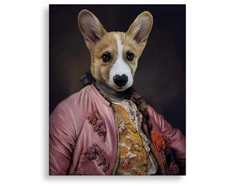 Corgi Painting, Baron Portrait, Custom Renaissance Dog Portrait, Corgi Lover Gift, Gift for Dog Lovers