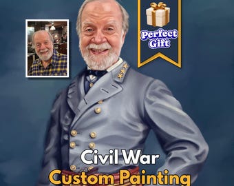 Custom Civil War Portrait From Photo | Union or Confederate General Painting, Personalized Historical Gift for Dad Grandpa Husband