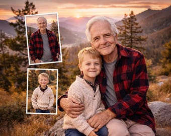 Add Loved One To Photo - Grandparent Memorial Photo With Grandchildren, Merge Pictures of Deceased Loved One With Family, Custom Photo Gift