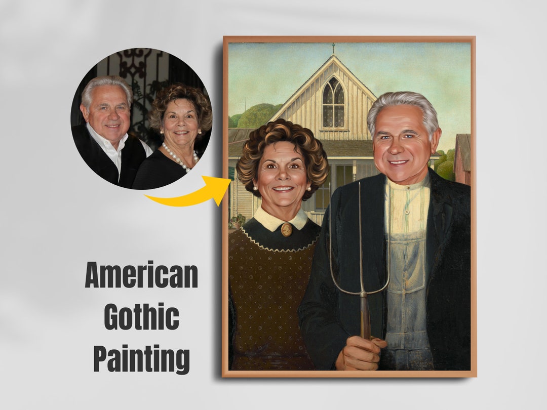 Custom Farmer and Wife Picture American Gothic Parody Portrait