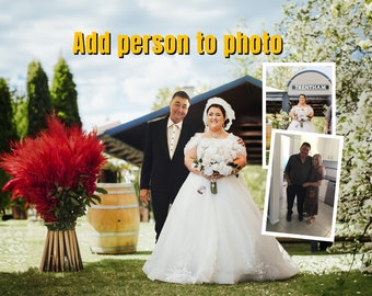 Combine photos - Add person to photo - Merge Photo Editing - Photoshop Family Portrait Gift For Dad Mom - Wedding Memorial Gift