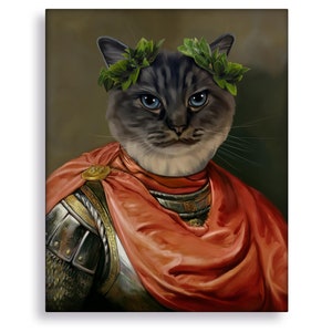 Custom Pet Portrait Painting Oil Hand Painted from Photo, personalized roman emperor dog portraits, dog or cat painting from photo