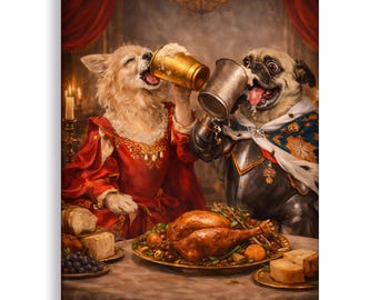 Custom Funny Pet Portrait from Photo, Renaissance Royal Dog & Cat Painting, Personalized Wall Art Gift for Pet Lovers