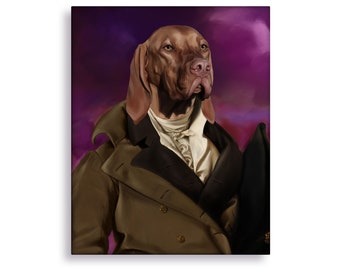Vintage Dog Portrait, Governor Portrait, Victorian Dog Painting, Vizsla Portrait, Gift for Pet Owner